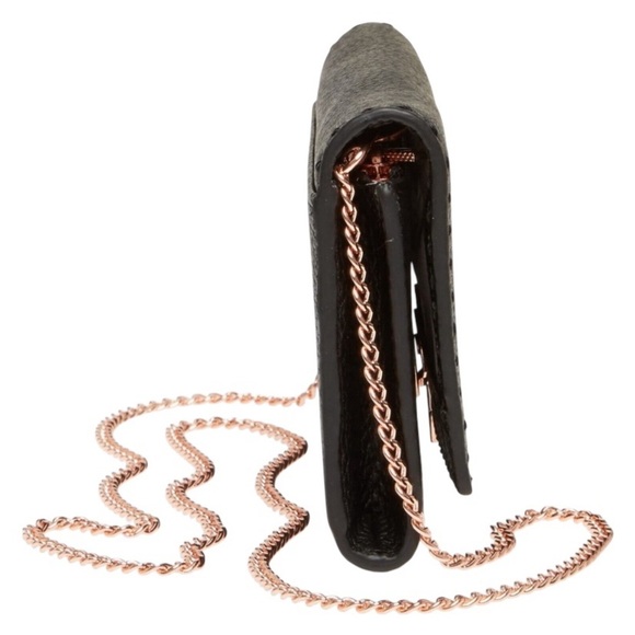 NWOT Ted Baker Janet Black Pebble Leather Matinée Wallet On Rose Gold Chain - Picture 6 of 15